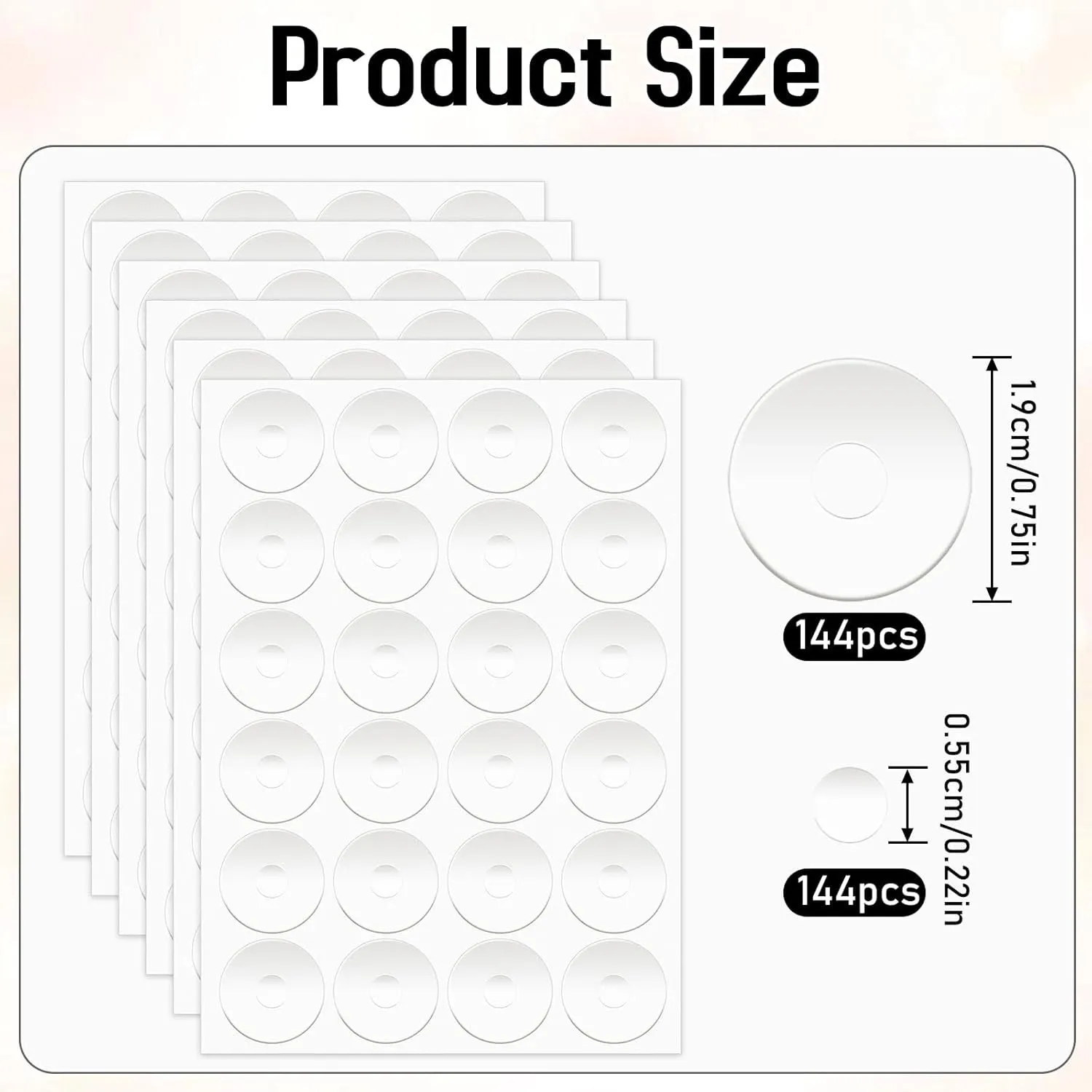 144Pcs Non-Slip Silicone Grips for Quilt Templates, Non-Slip Adhesive Rings, Quilting Rulers Sewing Rulers, Non-Slip Ruler Grip Rings, Adhesive Backing Rings Grips for Sewing Rulers