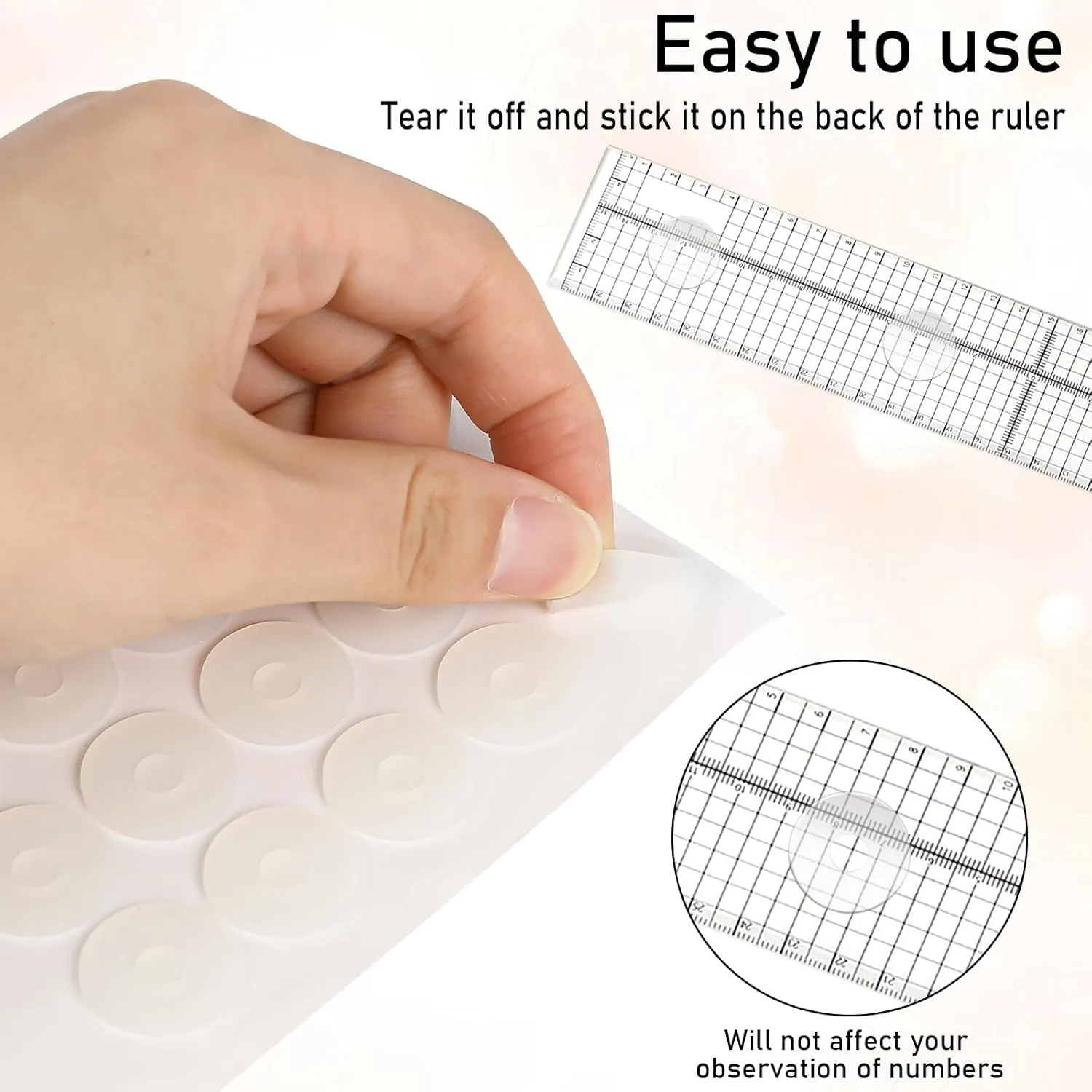 144Pcs Non-Slip Silicone Grips for Quilt Templates, Non-Slip Adhesive Rings, Quilting Rulers Sewing Rulers, Non-Slip Ruler Grip Rings, Adhesive Backing Rings Grips for Sewing Rulers