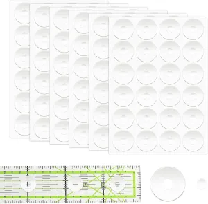 144Pcs Non-Slip Silicone Grips for Quilt Templates, Non-Slip Adhesive Rings, Quilting Rulers Sewing Rulers, Non-Slip Ruler Grip Rings, Adhesive Backing Rings Grips for Sewing Rulers