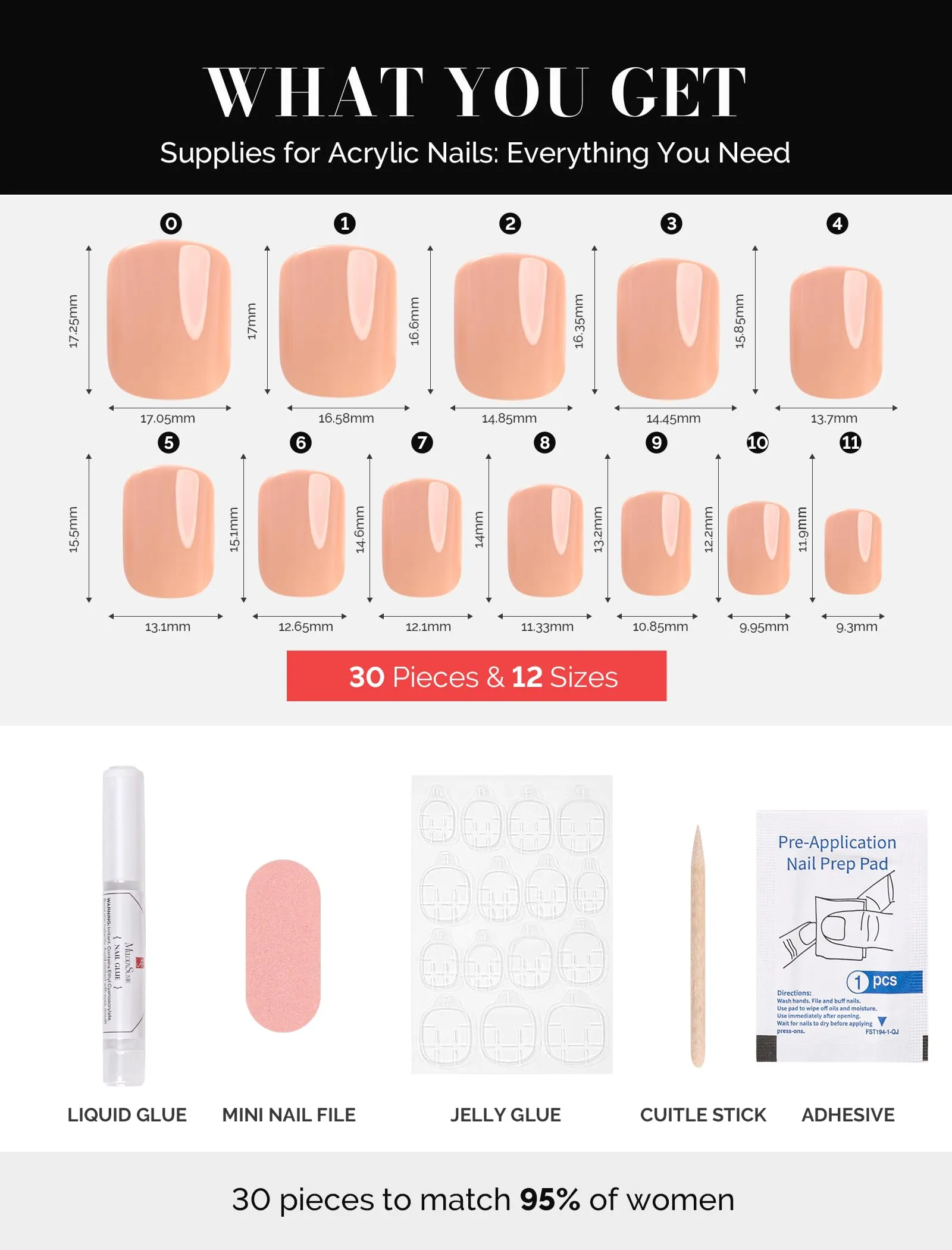 Acrylic Press On Nails - Short Square Nude Pink (US ONLY)