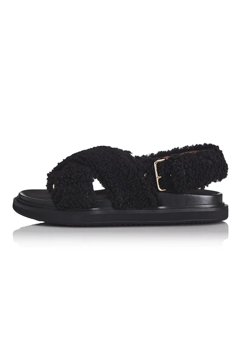 ALIAS MAE BIRDIE SANDAL - BLACK SHIRLING