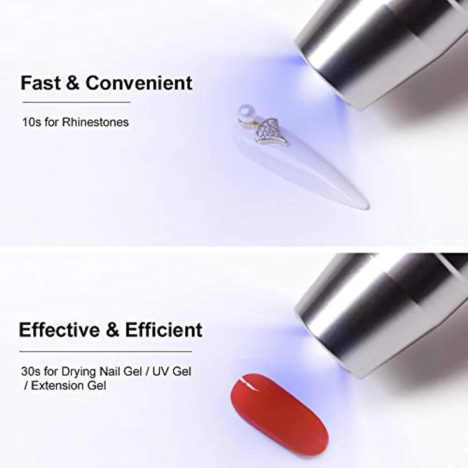 Anself Nail LED Flashlight Mini Flashlights for Nails Drying Lamp Rechargeable & Portable Nail Dryer for Nail UV Gel (Rose red)