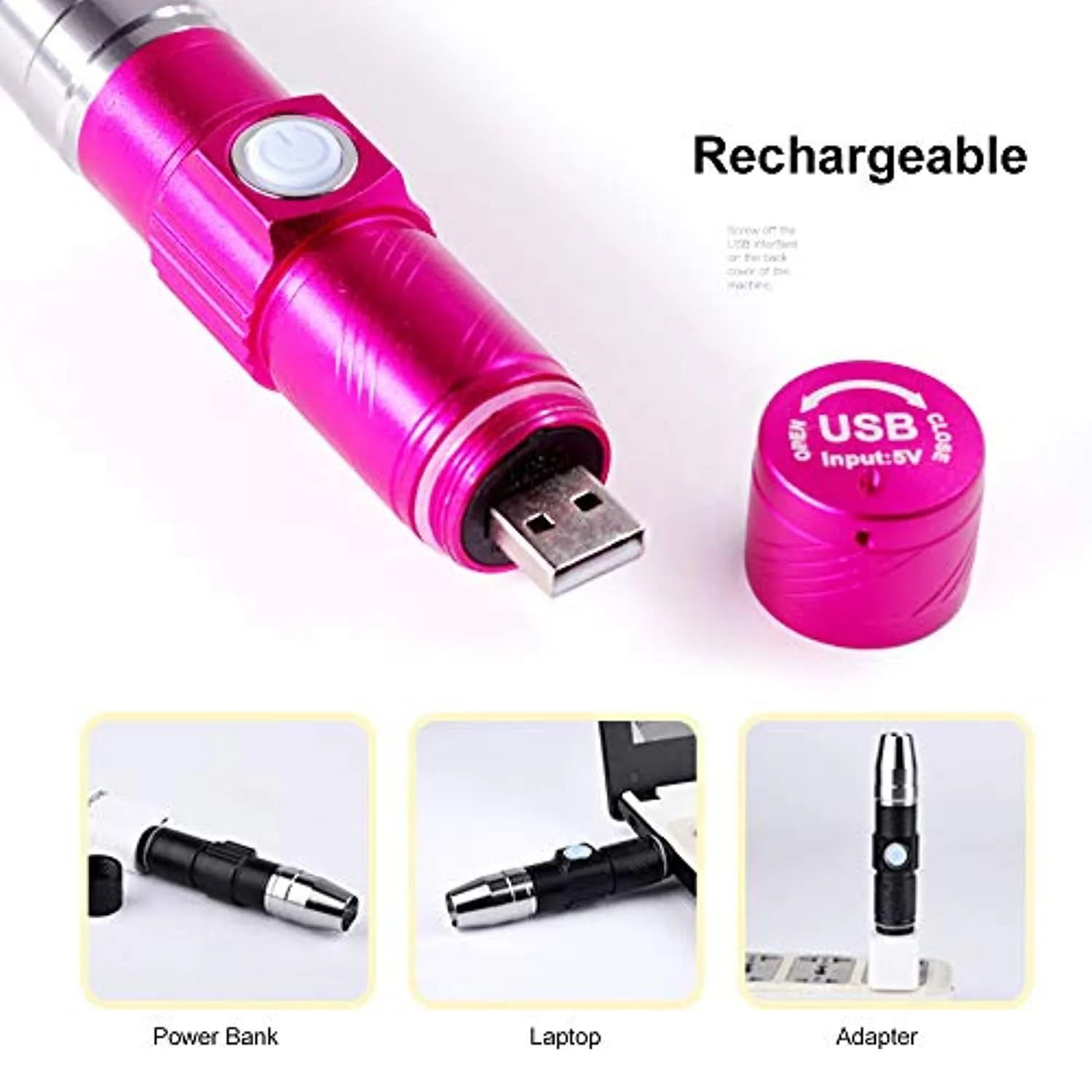 Anself Nail LED Flashlight Mini Flashlights for Nails Drying Lamp Rechargeable & Portable Nail Dryer for Nail UV Gel (Rose red)