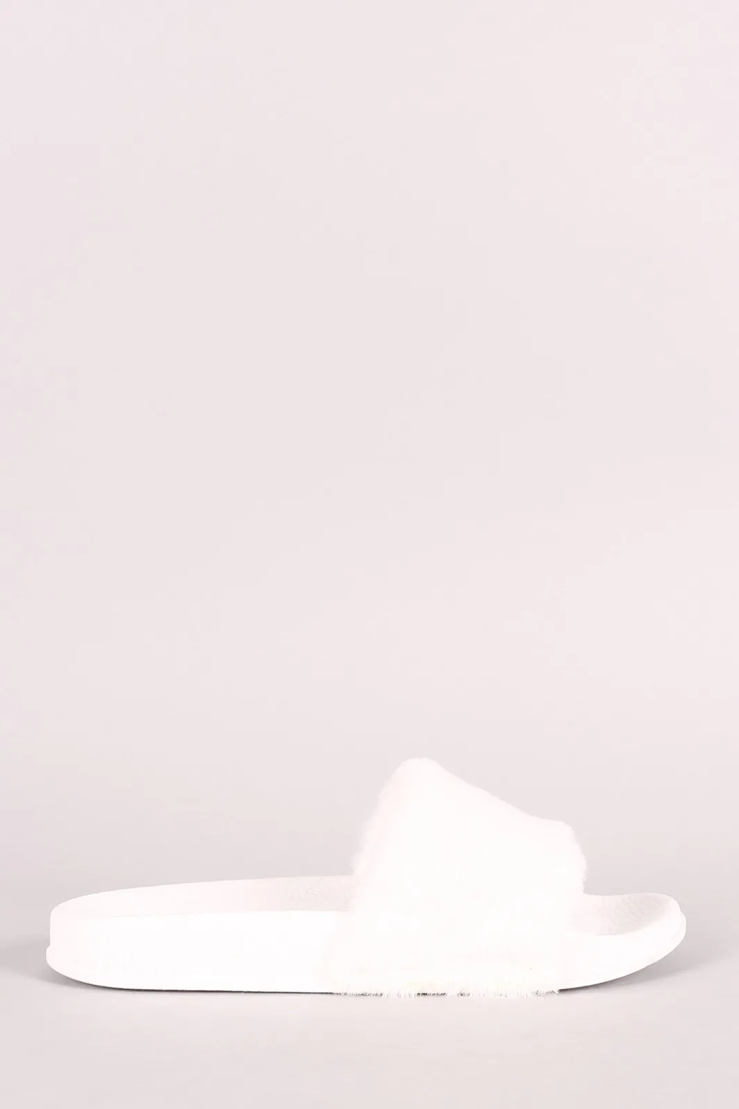 Bamboo Open Toe Fluffy Faux Fur Slide Sandal