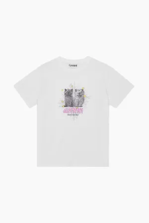 Basic Jersey Kittens Relaxed T-Shirt T4060 - Bright White - GANNI