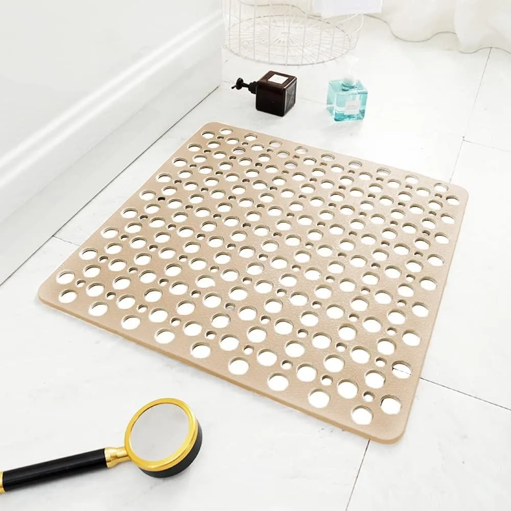 Bathtub Shower Mat Non-Slip with Suction Cups & Drain Holes Bath Mat Antibacterial Machine Washable Bathroom Rug for Kids Elderly