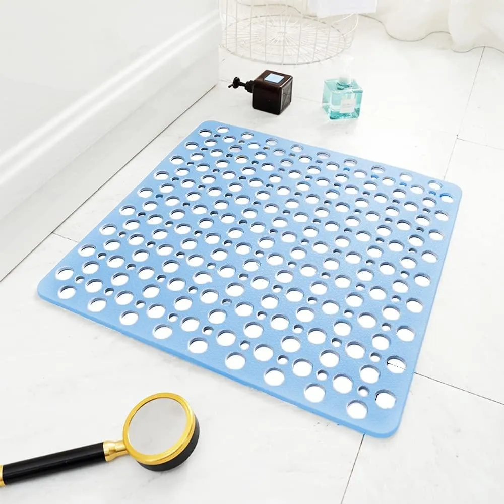 Bathtub Shower Mat Non-Slip with Suction Cups & Drain Holes Bath Mat Antibacterial Machine Washable Bathroom Rug for Kids Elderly