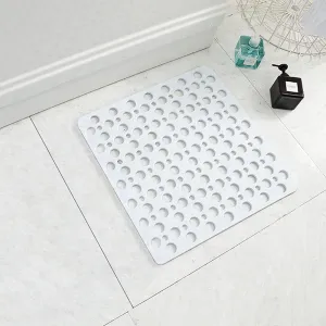 Bathtub Shower Mat Non-Slip with Suction Cups & Drain Holes Bath Mat Antibacterial Machine Washable Bathroom Rug for Kids Elderly