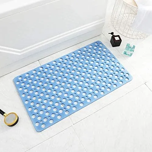 Bathtub Shower Mat Non-Slip with Suction Cups & Drain Holes Bath Mat Antibacterial Machine Washable Bathroom Rug for Kids Elderly