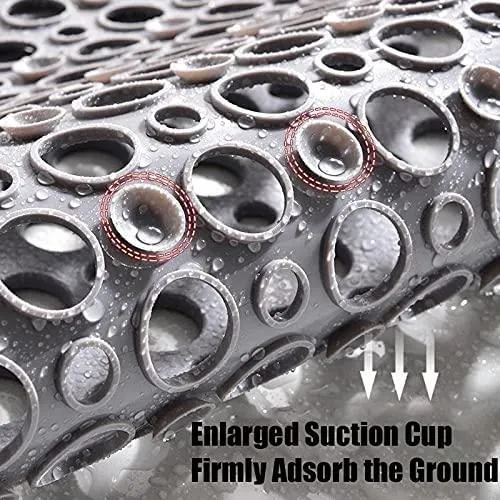 Bathtub Shower Mat Non-Slip with Suction Cups & Drain Holes Bath Mat Antibacterial Machine Washable Bathroom Rug for Kids Elderly
