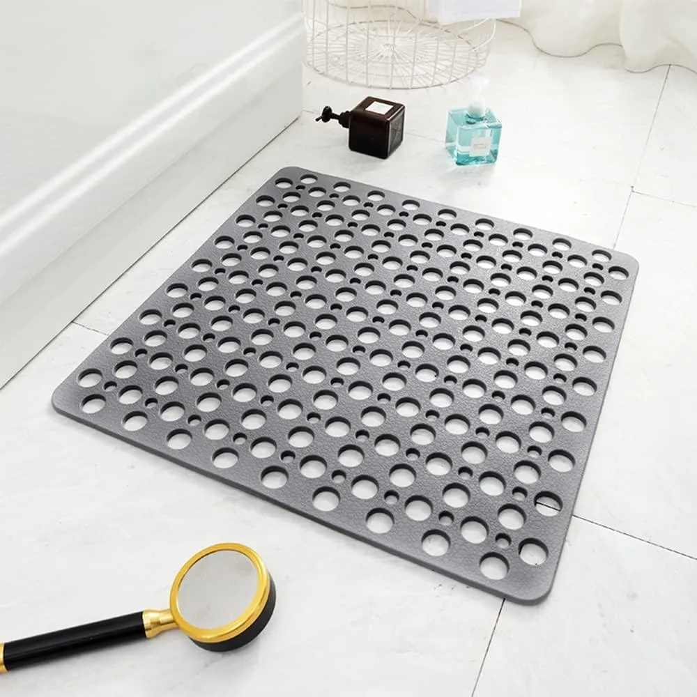 Bathtub Shower Mat Non-Slip with Suction Cups & Drain Holes Bath Mat Antibacterial Machine Washable Bathroom Rug for Kids Elderly