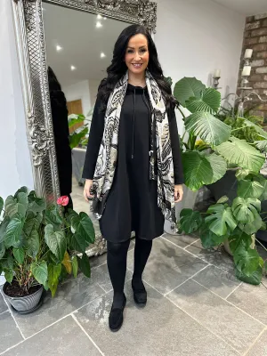 Black Drawstring Sweatshirt Dress Esme
