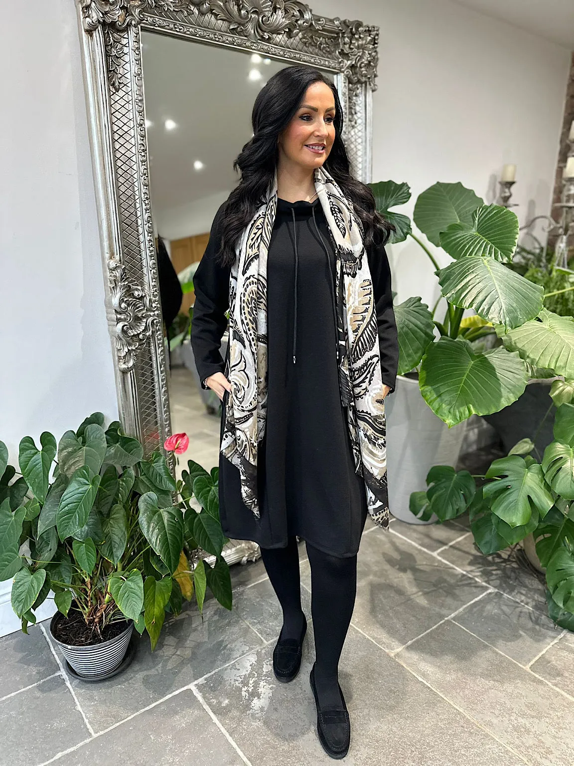 Black Drawstring Sweatshirt Dress Esme