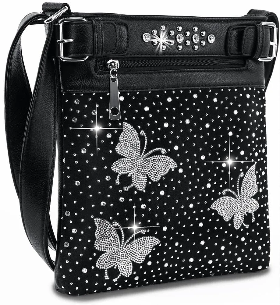 Butterfly Rhinestone Crossbody Sling