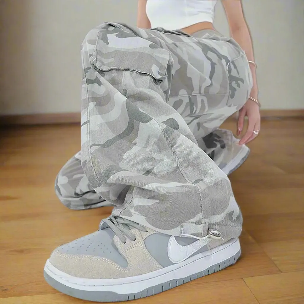 Camouflage Women Popular Military Loose Street Cargo Oversize Wide Leg Pants