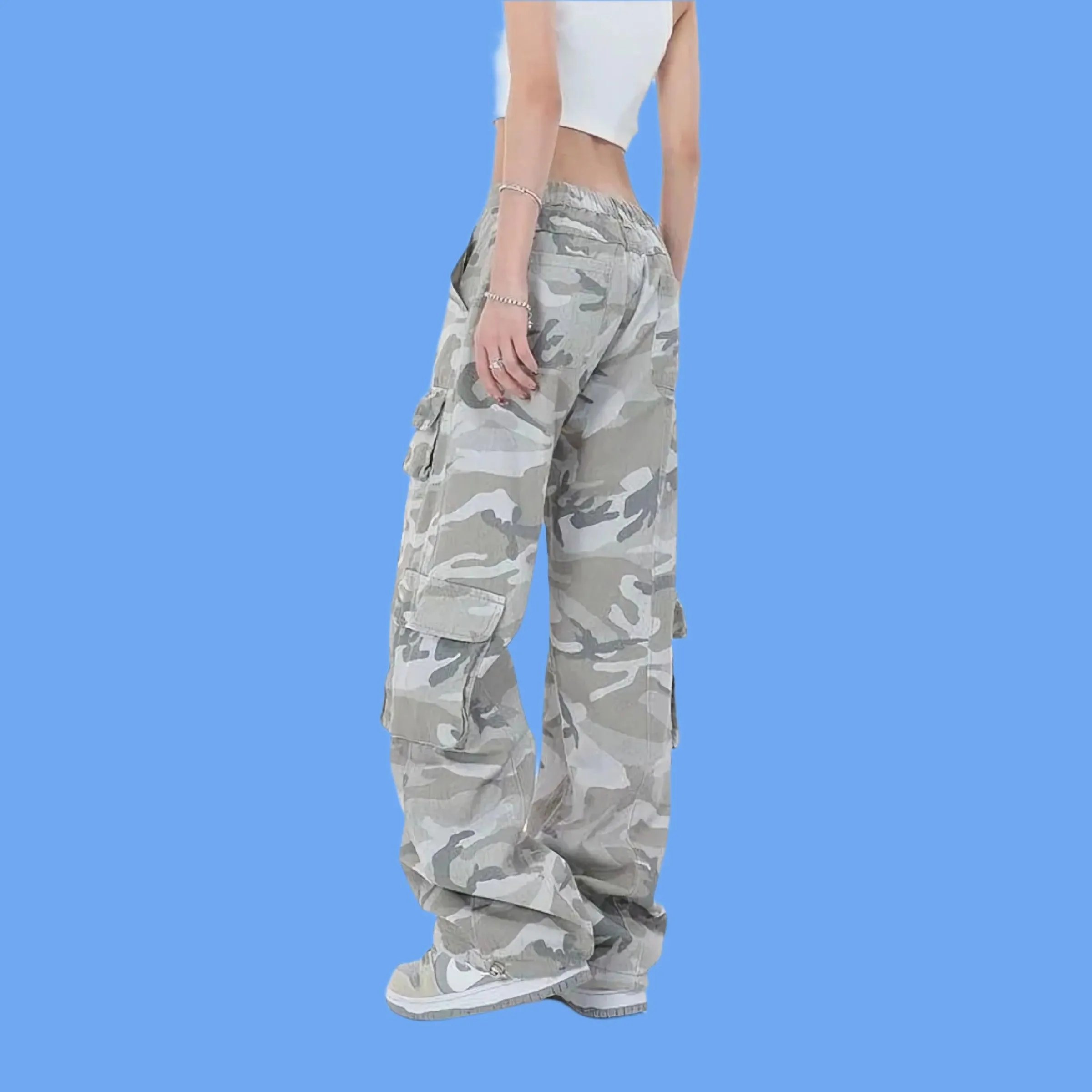 Camouflage Women Popular Military Loose Street Cargo Oversize Wide Leg Pants