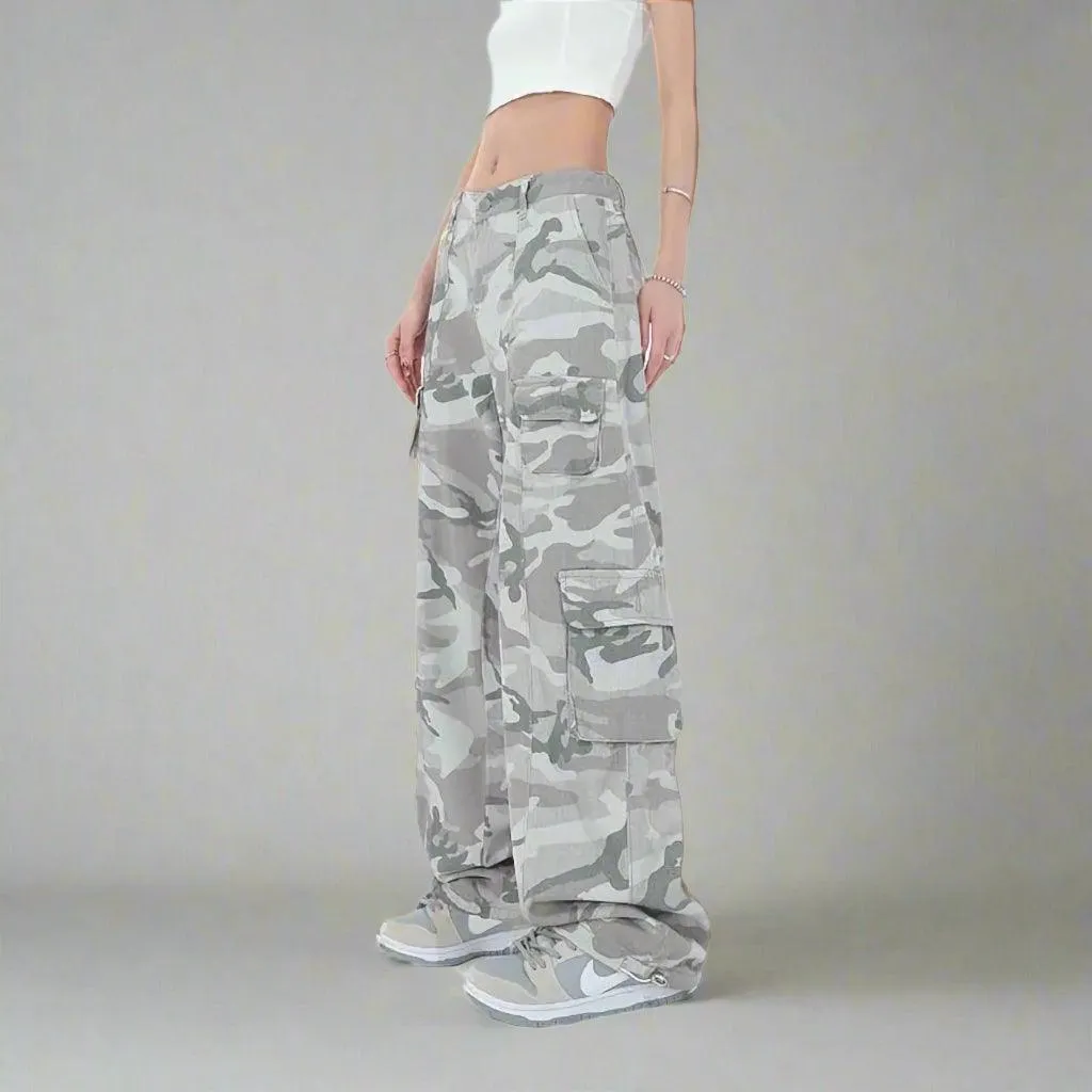 Camouflage Women Popular Military Loose Street Cargo Oversize Wide Leg Pants