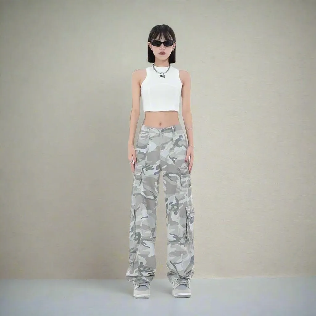 Camouflage Women Popular Military Loose Street Cargo Oversize Wide Leg Pants