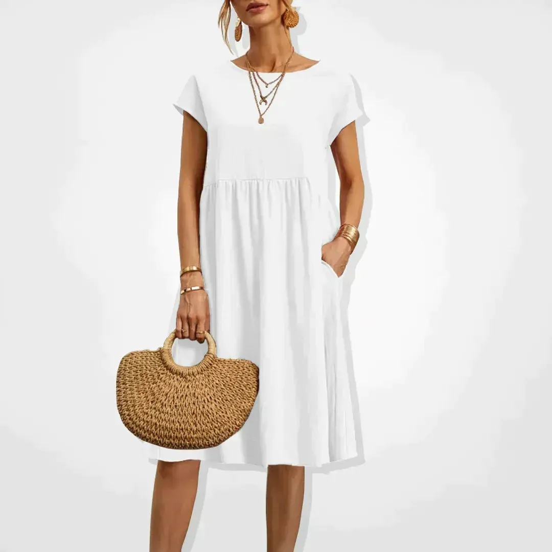 Casual Midi Dress | Short Sleeve with Pockets