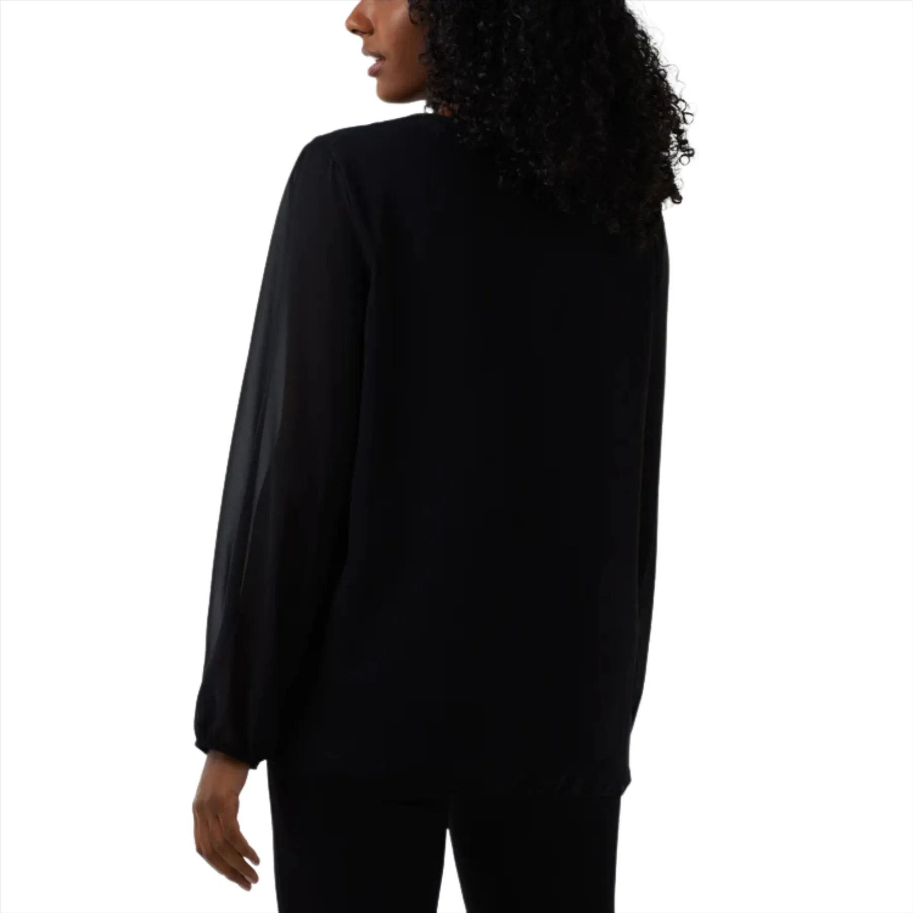 Chevron Pleat Long Sleeve Blouse
