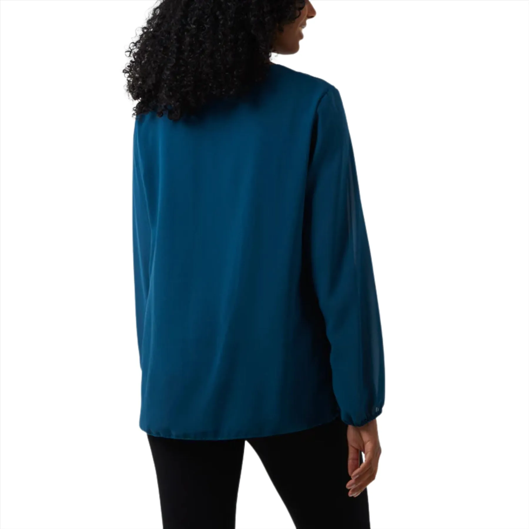 Chevron Pleat Long Sleeve Blouse