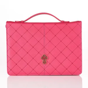 Cross Badge and Grace Zipper in Pink Bible Cover