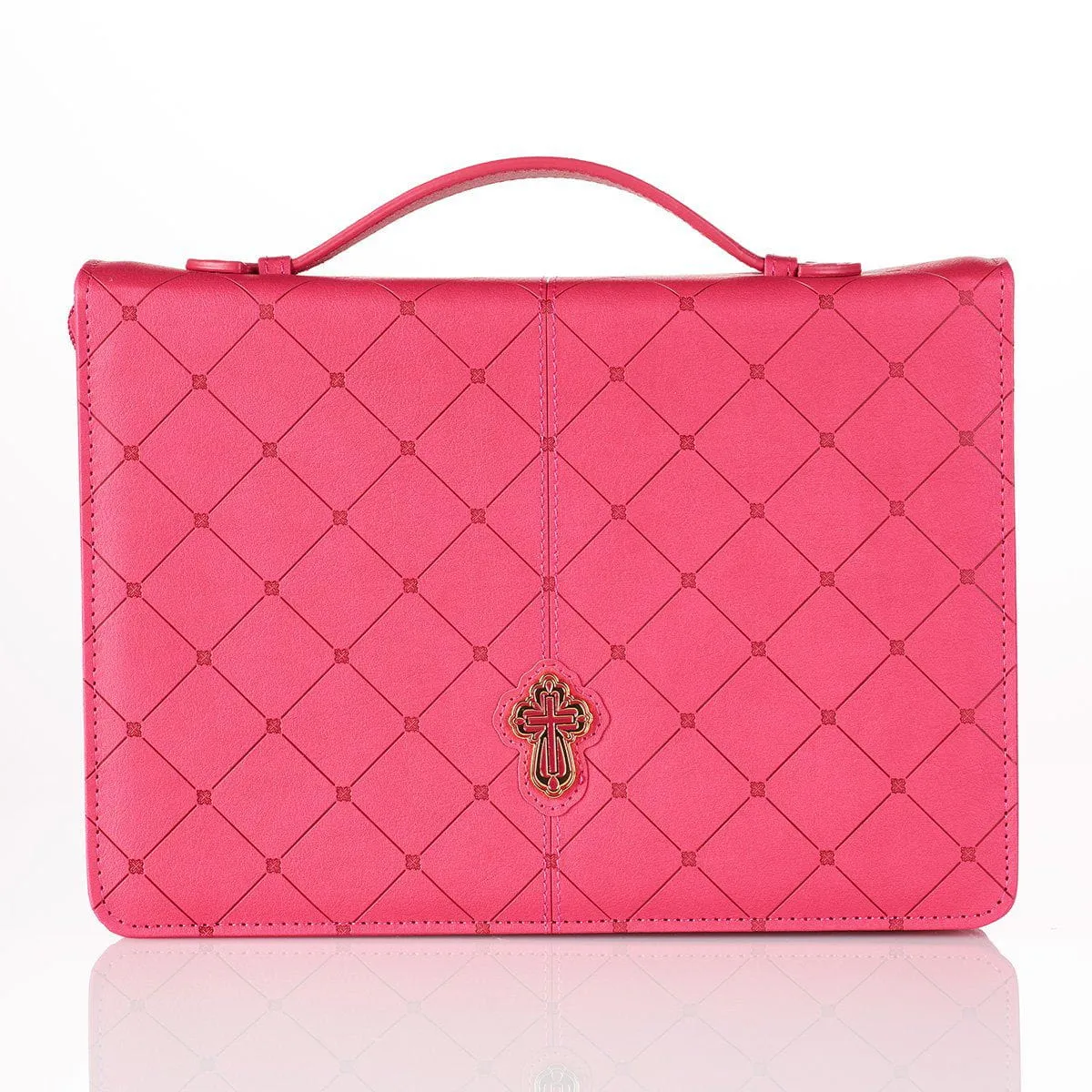 Cross Badge and Grace Zipper in Pink Bible Cover
