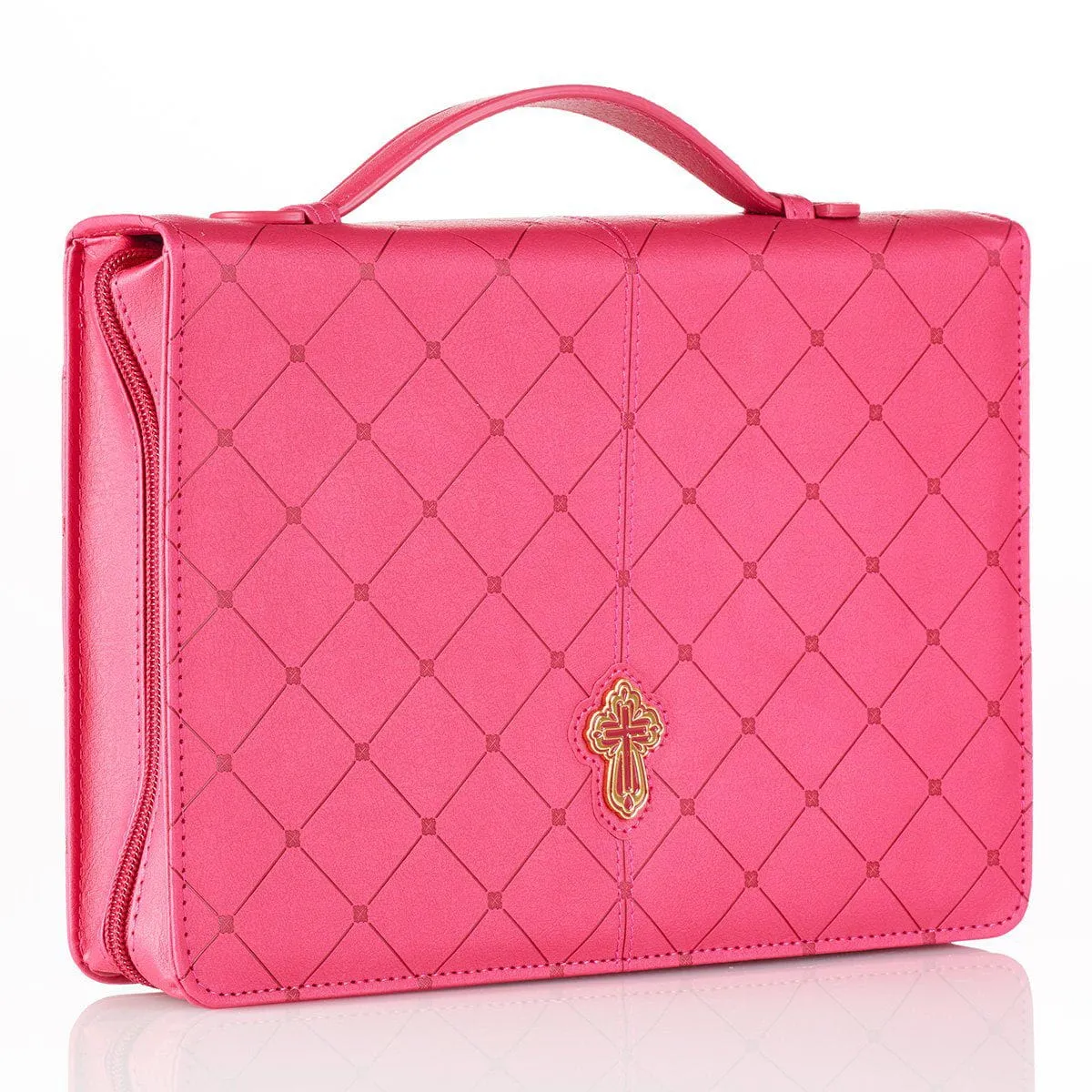 Cross Badge and Grace Zipper in Pink Bible Cover