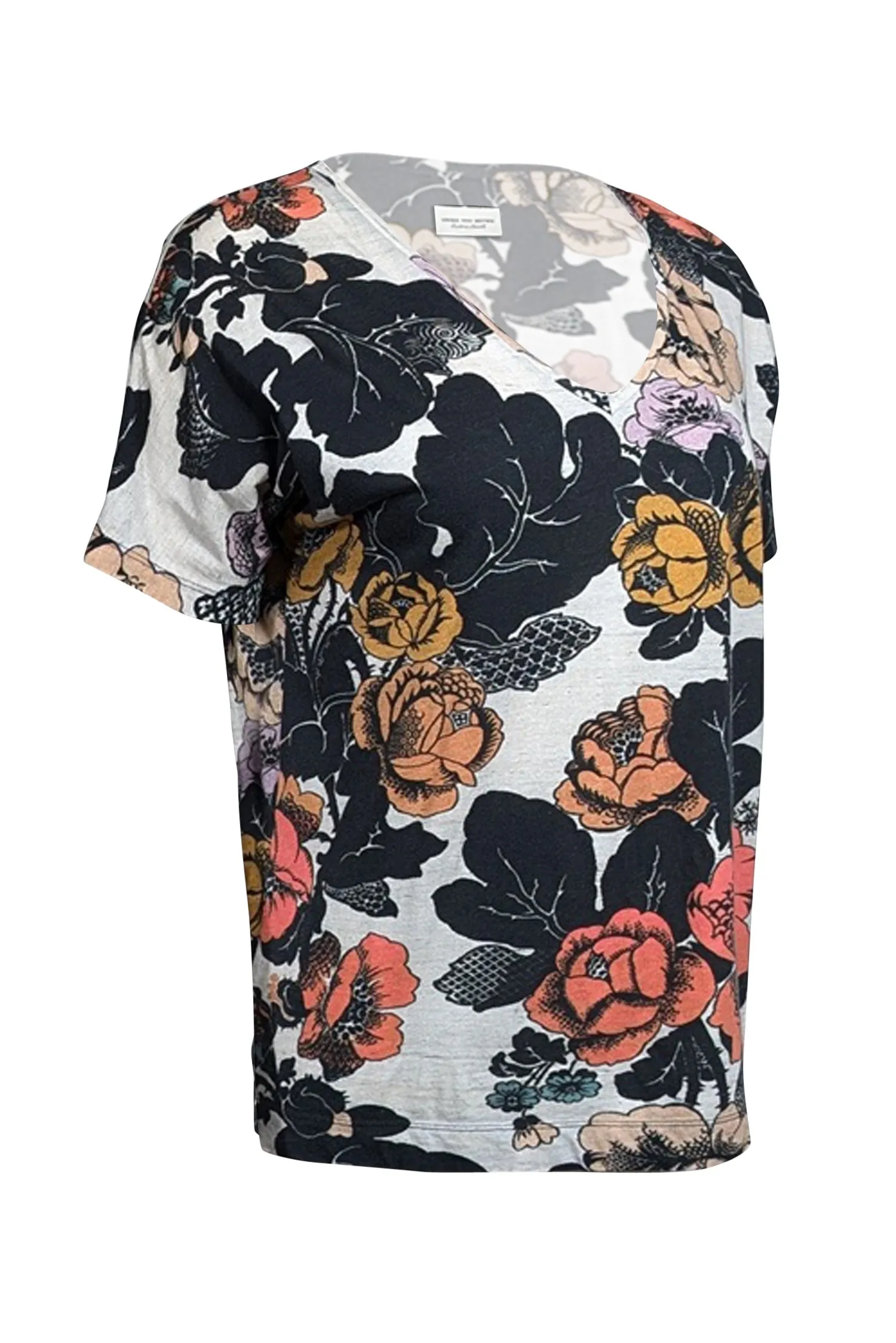Dries Van Noten - Grey, Black, & Multicolor Floral T-Shirt Sz S