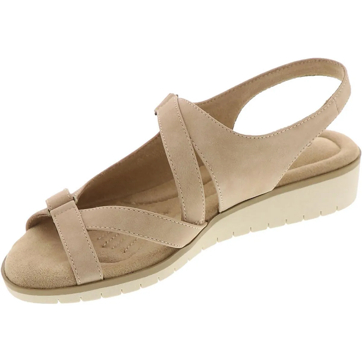 Easy Street Womens Bound Faux Leather Slingback Wedge Sandals
