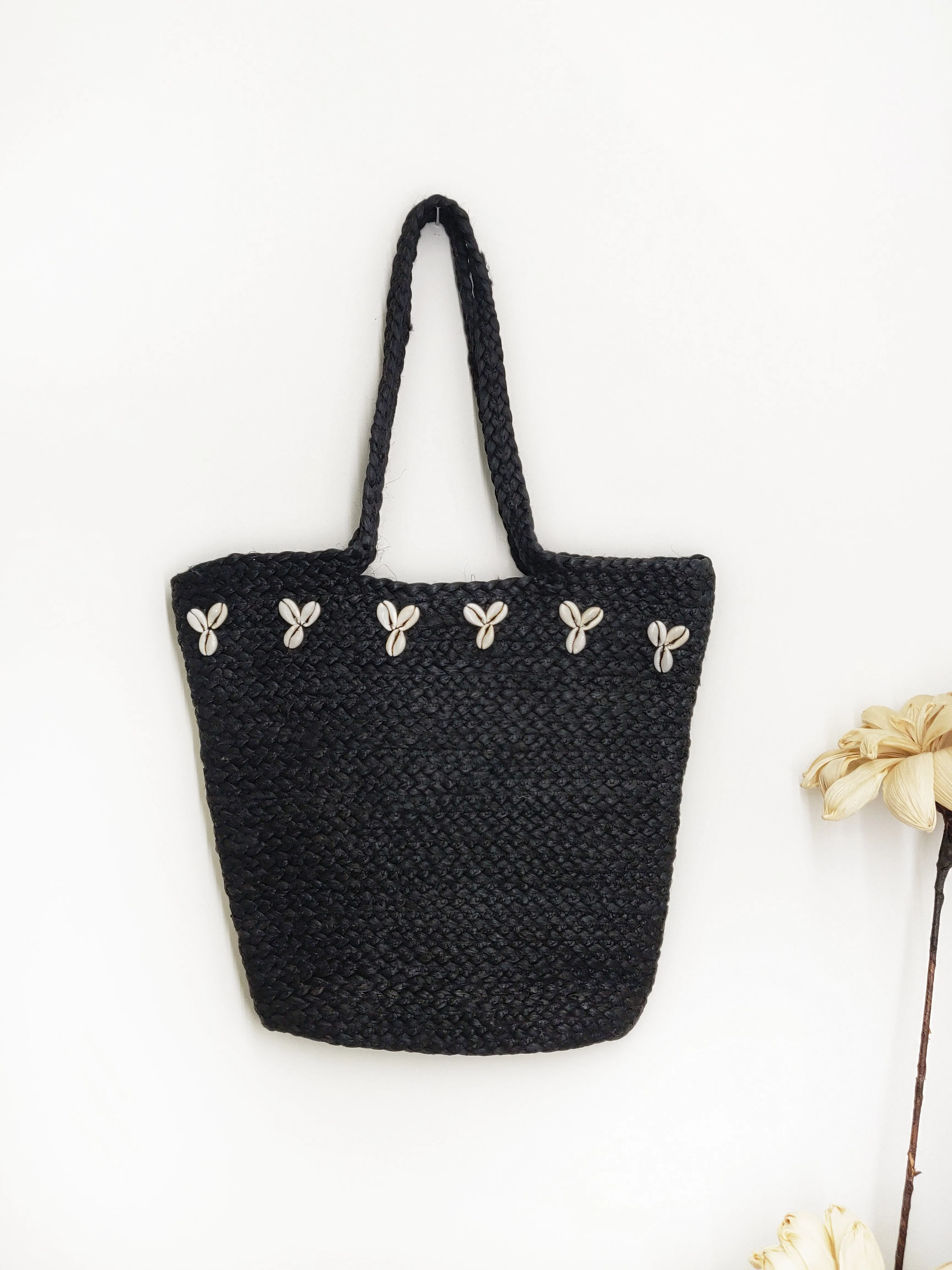 Eco-Friendly Jute Handbag for Women - Black  Stylish Reusable Tote Bag | Shoulder Bag for Daily Use, Shopping & Travel