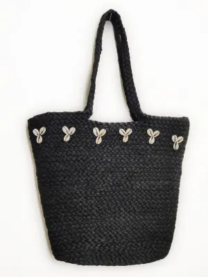Eco-Friendly Jute Handbag for Women - Black  Stylish Reusable Tote Bag | Shoulder Bag for Daily Use, Shopping & Travel