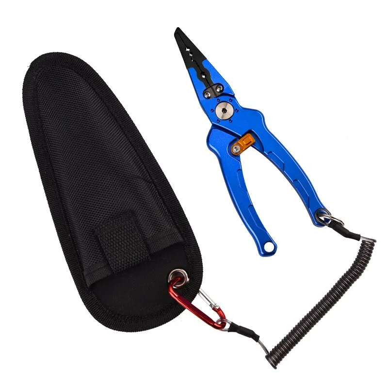Fishing Pliers Aluminum Braid Cutters Split Ring Pliers Hook Remover Fish Holder with Sheath and Lanyard