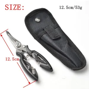 Fishing Pliers Aluminum Braid Cutters Split Ring Pliers Hook Remover Fish Holder with Sheath and Lanyard