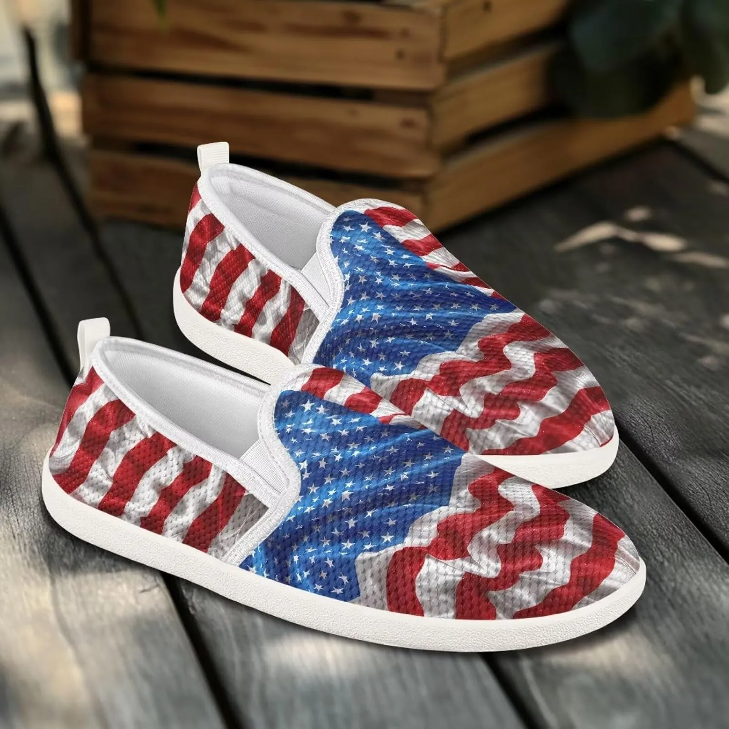 Flag Shoes Casual Walking Shoes Women's Shoes Flats Wide Sneakers Mesh Flats