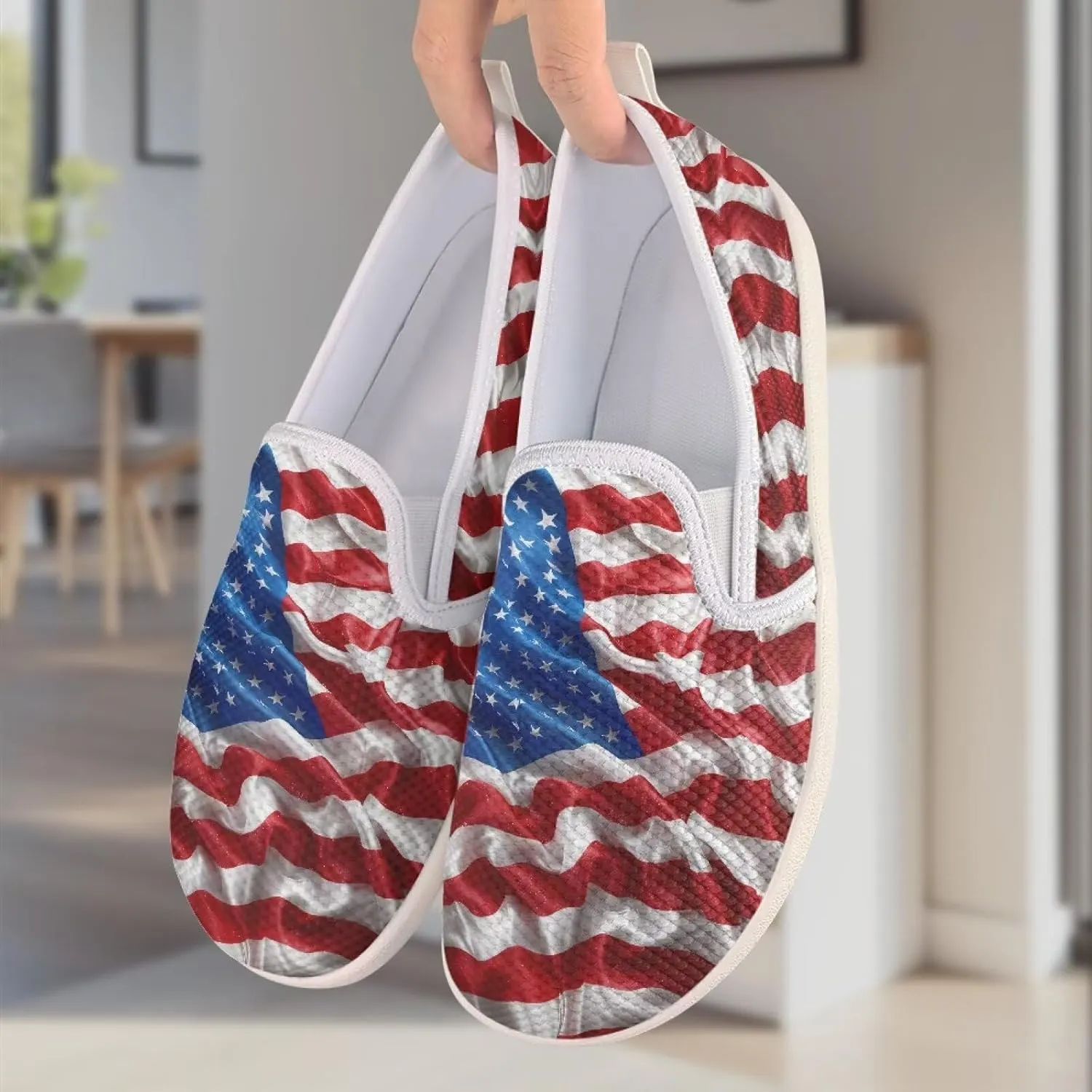 Flag Shoes Casual Walking Shoes Women's Shoes Flats Wide Sneakers Mesh Flats