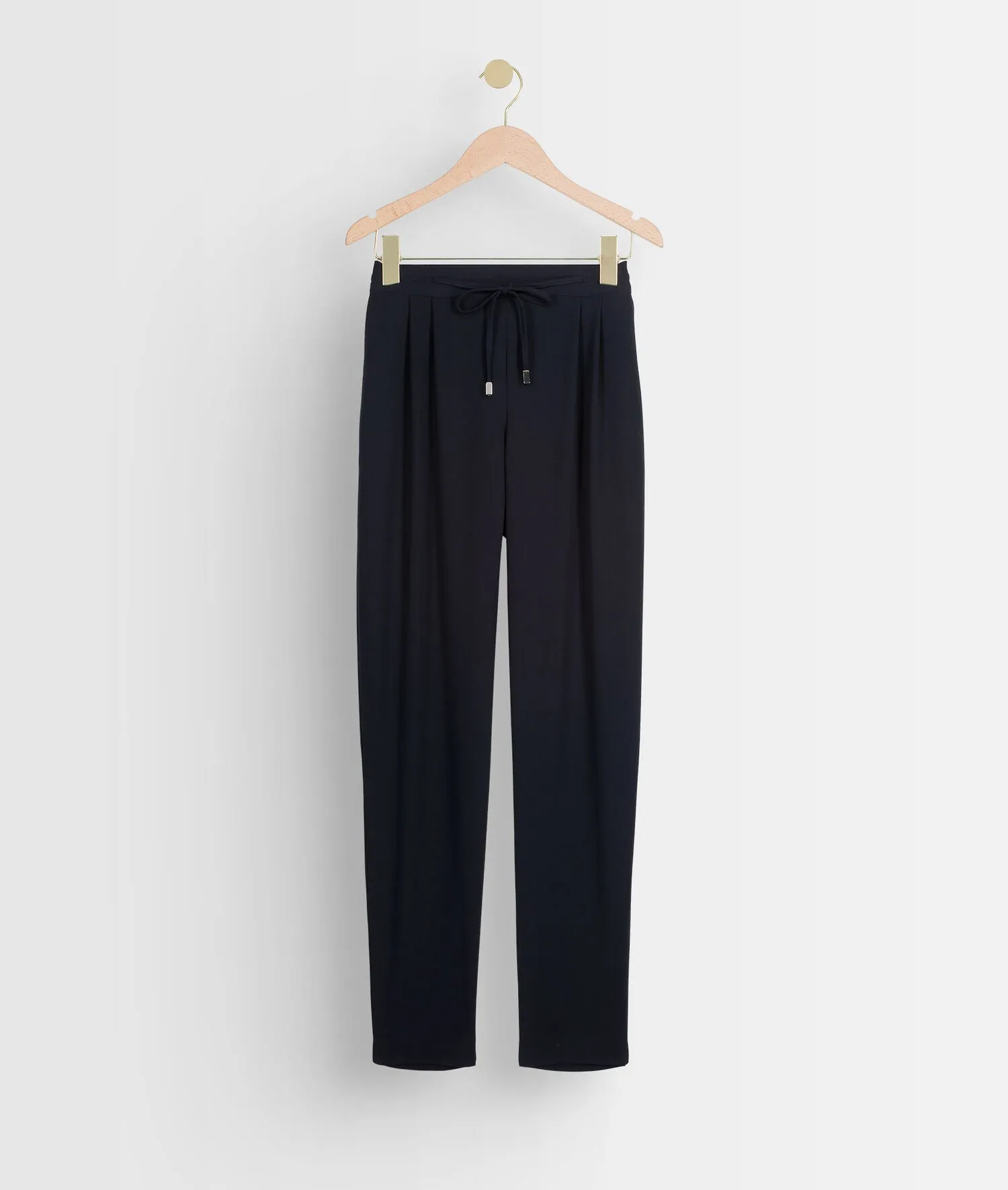 FLYNN NAVY FLUID CARROT TROUSERS