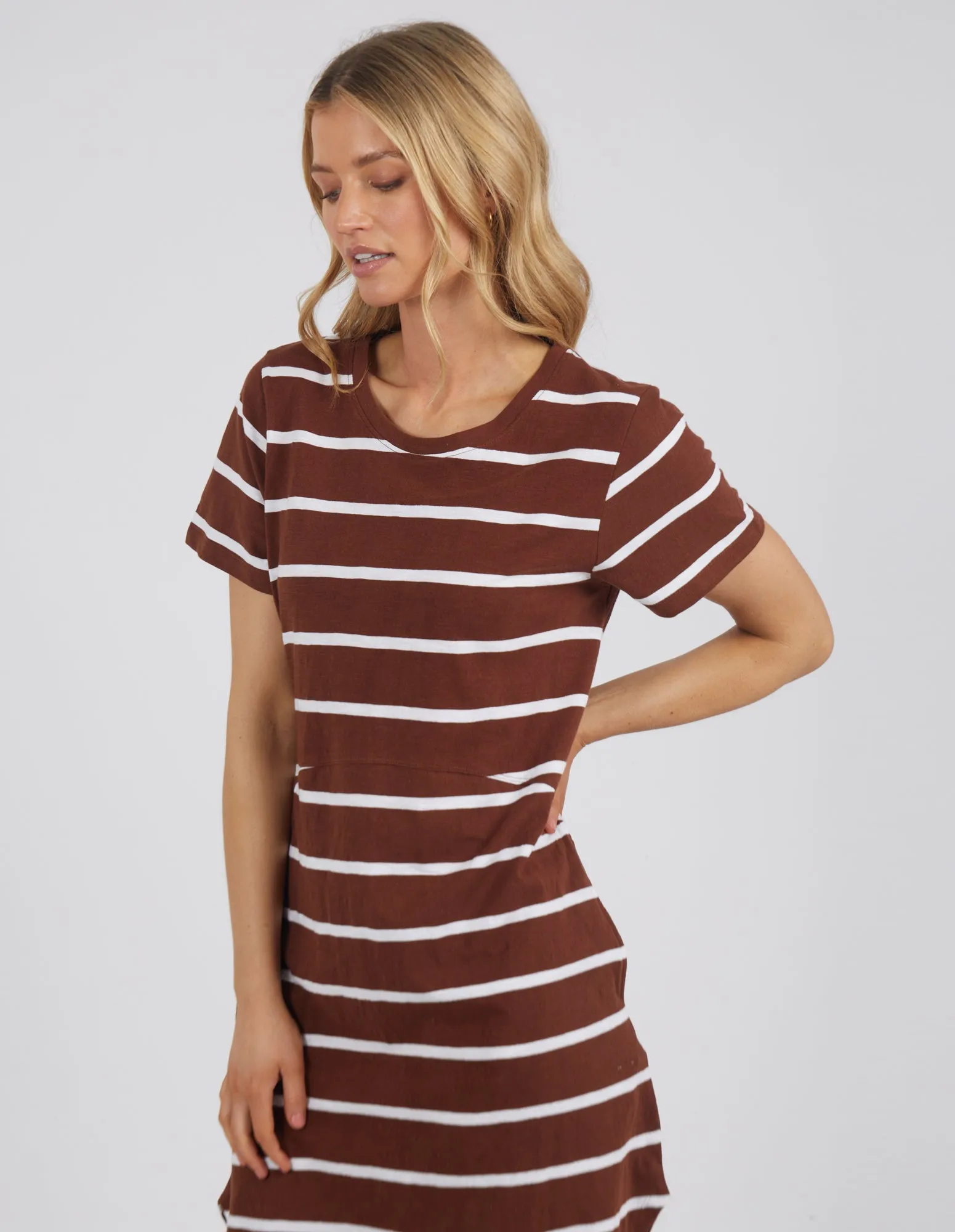 Foxwood Bay Dress Stripe - Chocolate/White Stripe