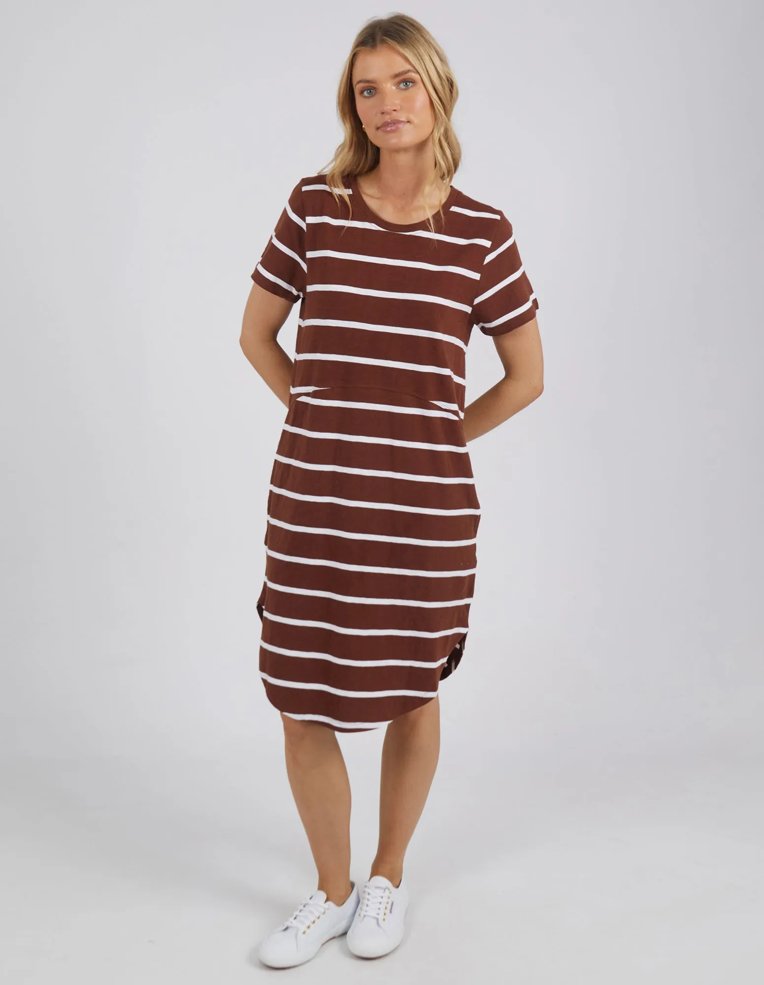Foxwood Bay Dress Stripe - Chocolate/White Stripe