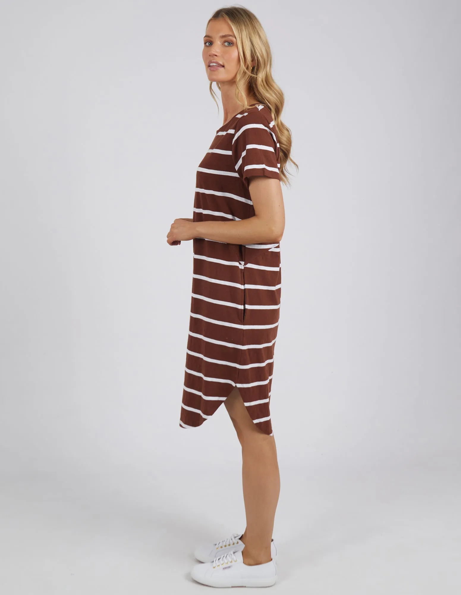 Foxwood Bay Dress Stripe - Chocolate/White Stripe