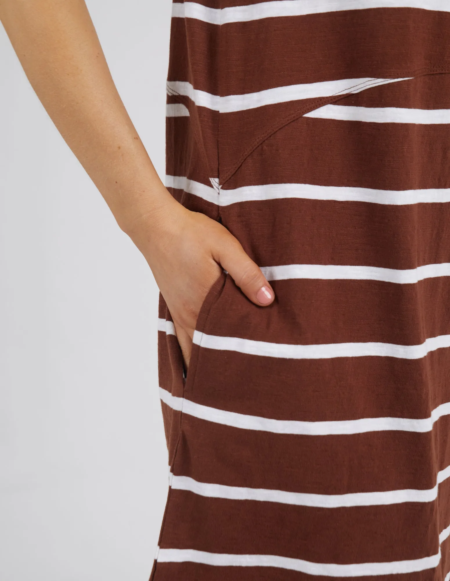 Foxwood Bay Dress Stripe - Chocolate/White Stripe