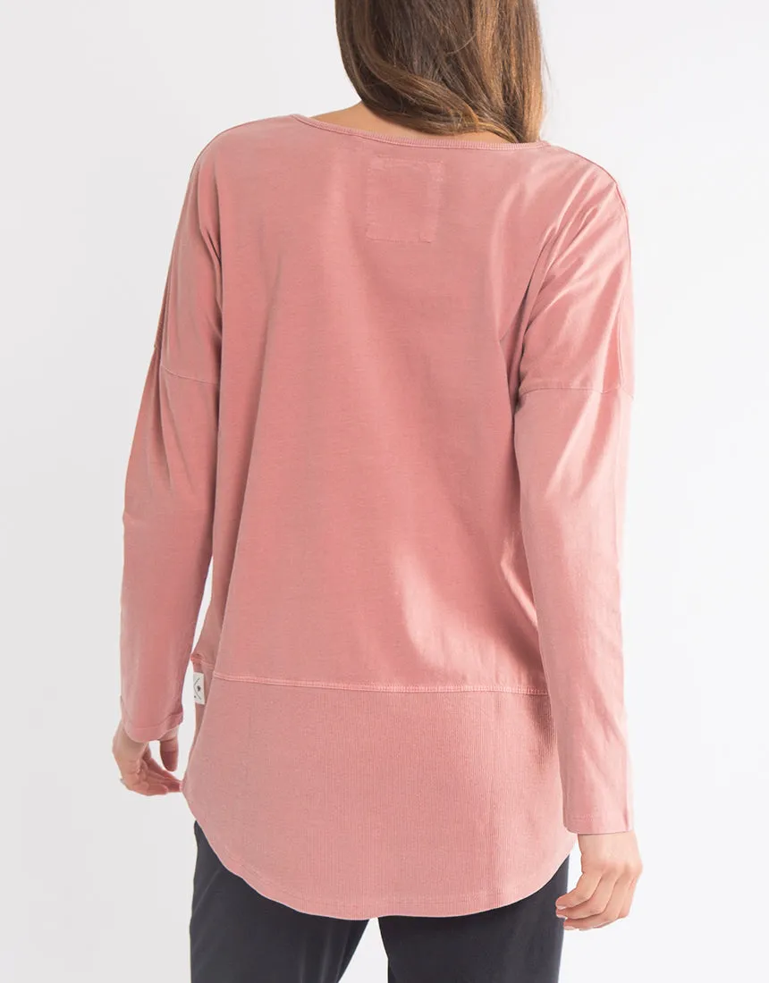 Fundamental Rib Long Sleeve Tee - Dusty Pink
