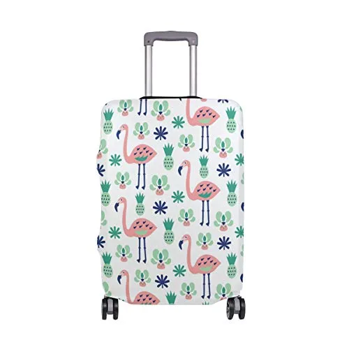 GIOVANIOR Cartoon Pink Flamingos Leaves Luggage Cover Suitcase Protector Carry On Covers