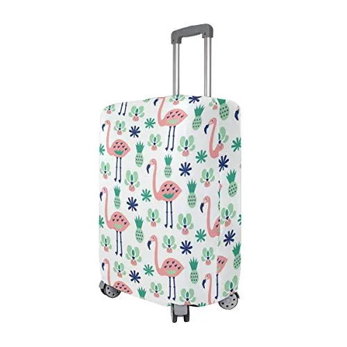 GIOVANIOR Cartoon Pink Flamingos Leaves Luggage Cover Suitcase Protector Carry On Covers