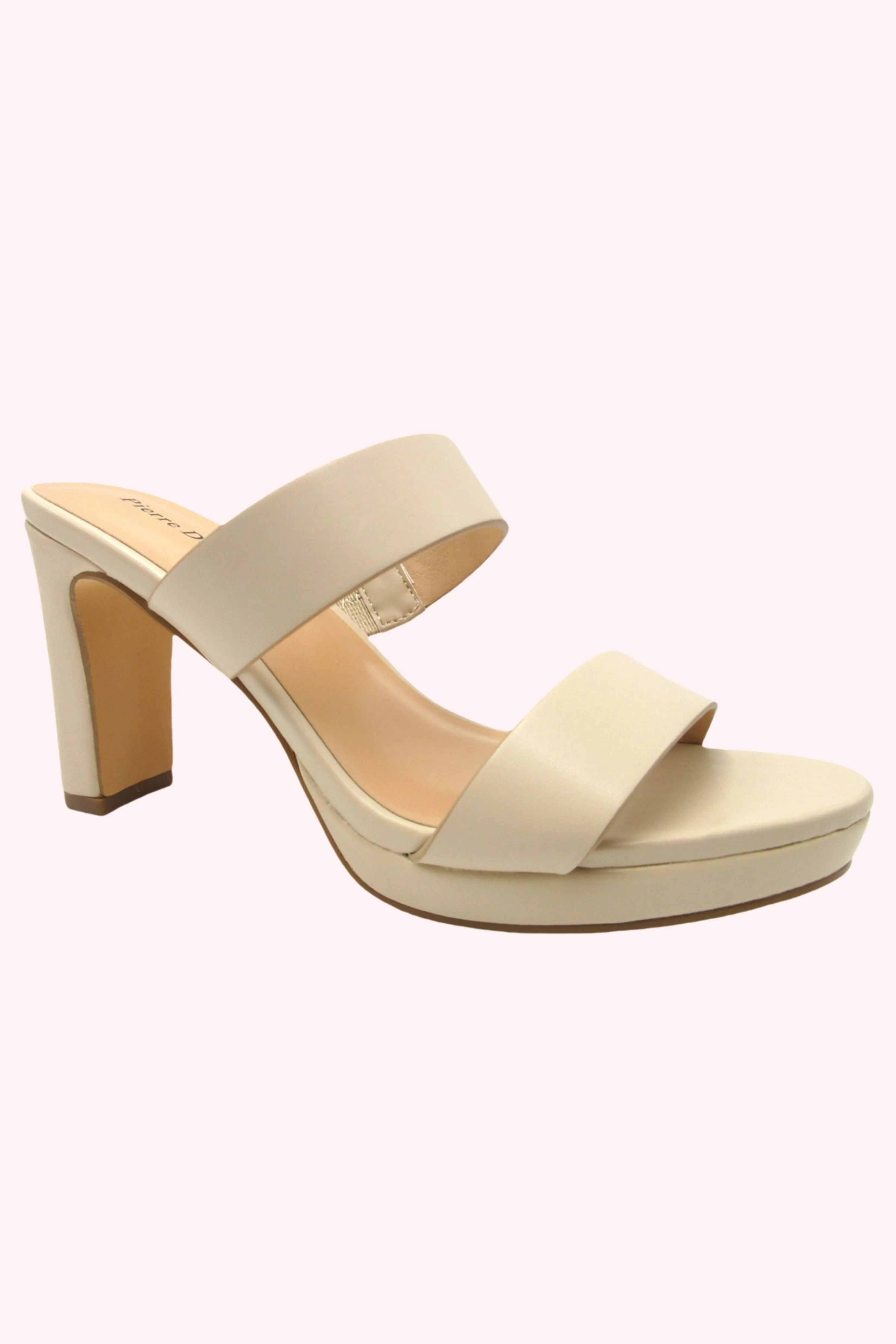 Hall Two Strap Slip On Heels - Nude