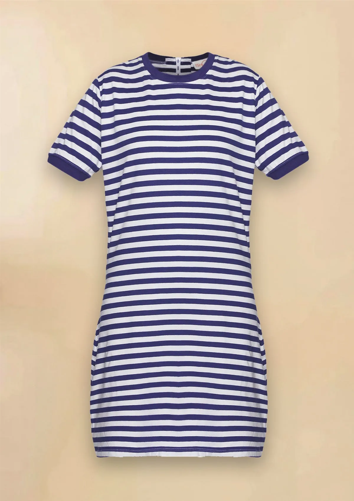 Hayley - Pink Denim Jacket with Blue Striped Dress