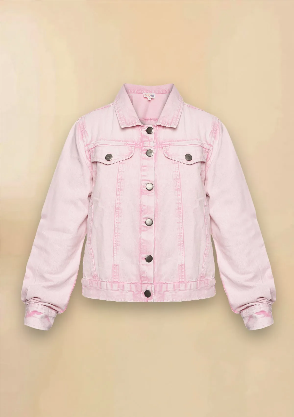 Hayley - Pink Denim Jacket with Blue Striped Dress