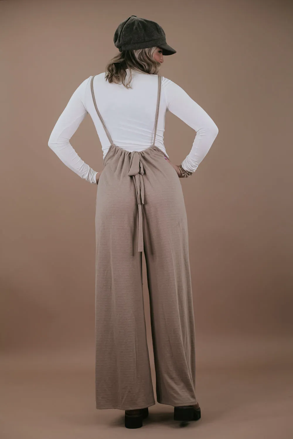 Head Over Heels Suspender Jumpsuit, Taupe