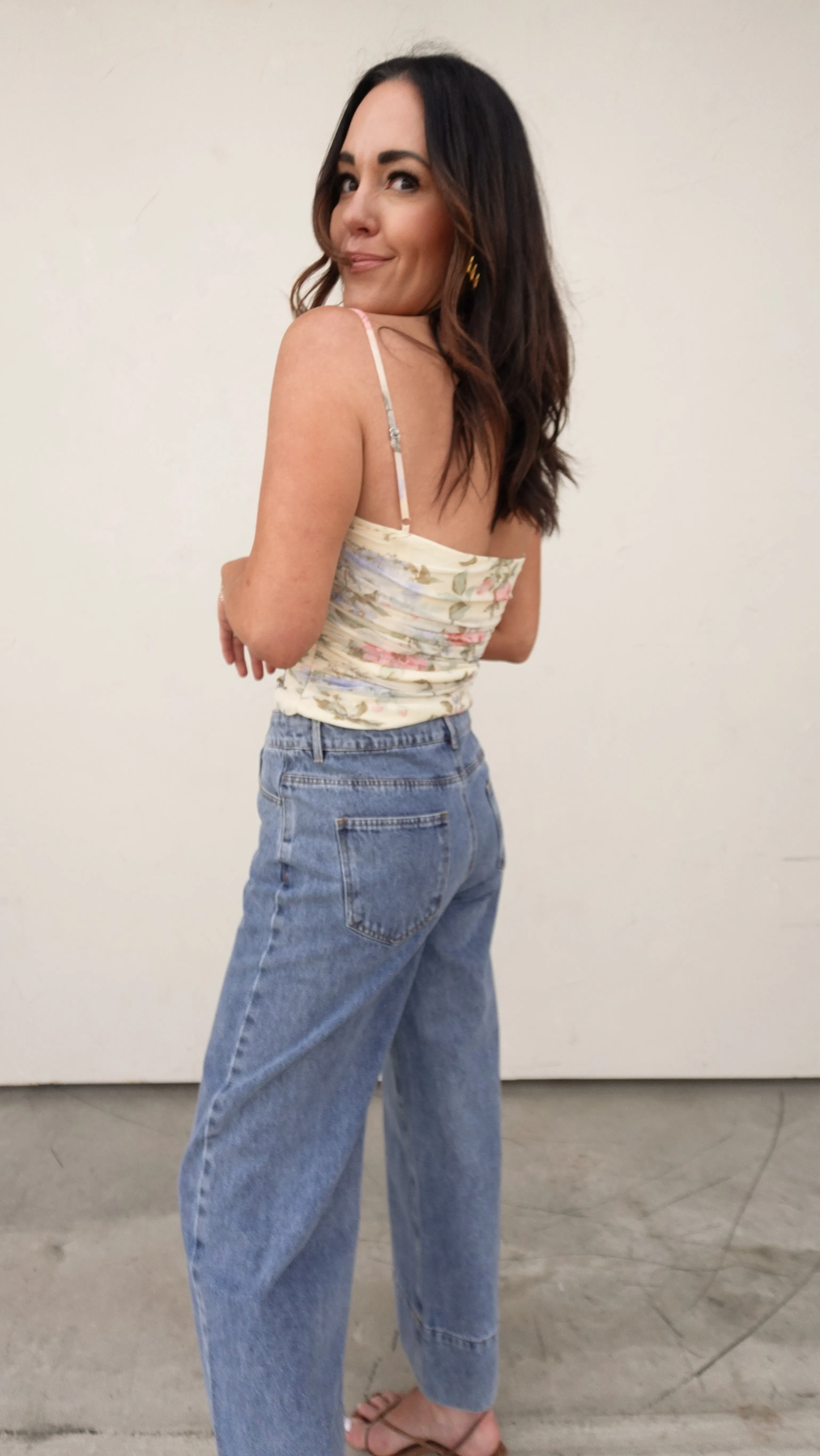 High-Waisted Wide Hem Denim Pants