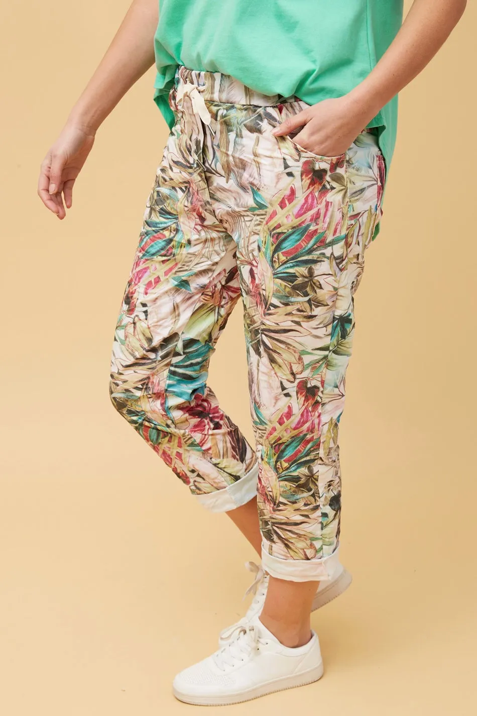 JANJA TROPICAL PRINT JOGGER PANTS